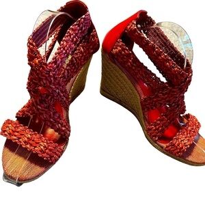 Jean Michael Cazabat Espadrille Wedge Platform Sandals EU Size 39